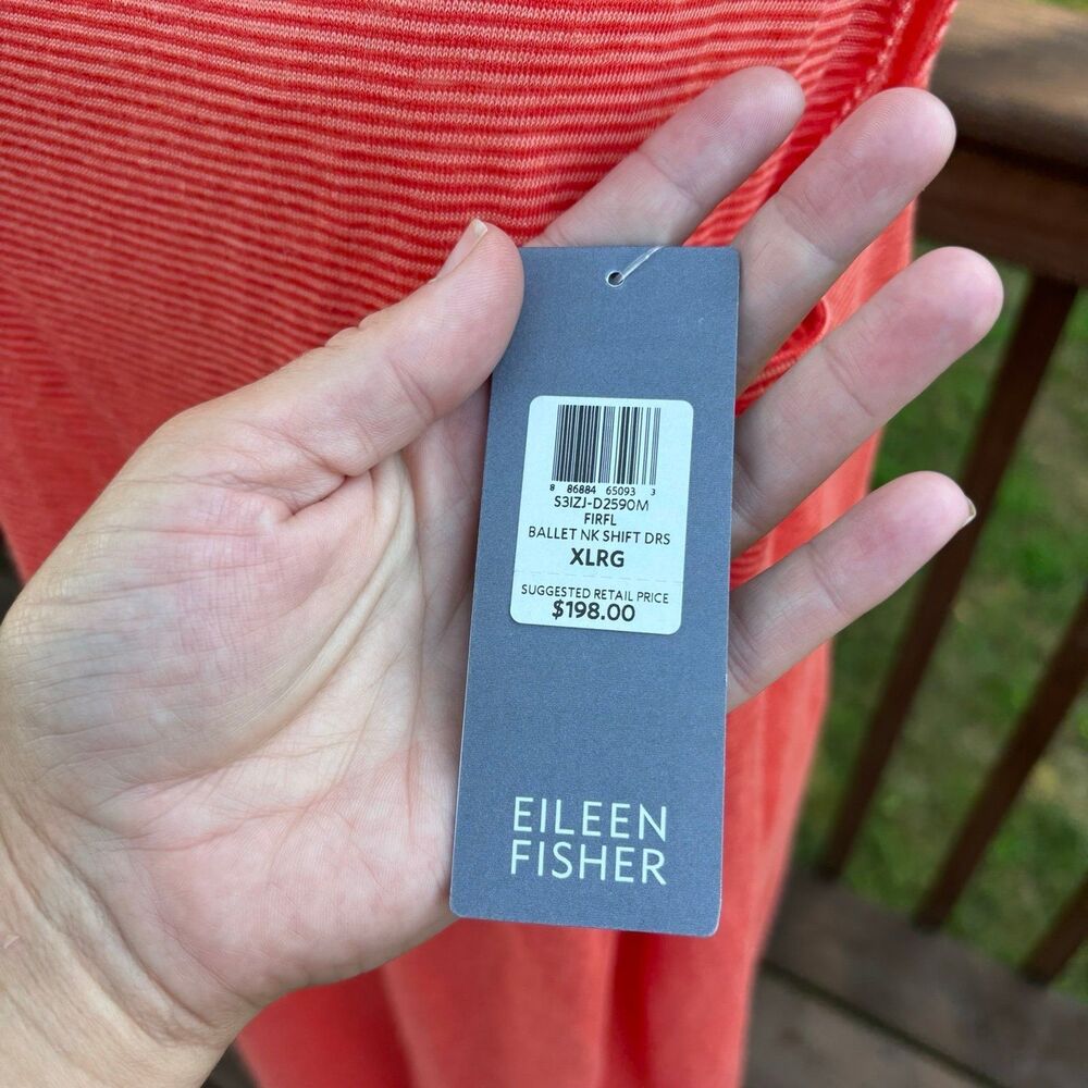 Eileen Fisher Women's Firefly Ballet Linen Jersey Shift Dress Orange XL NWT $198 - Picture 8 of 12